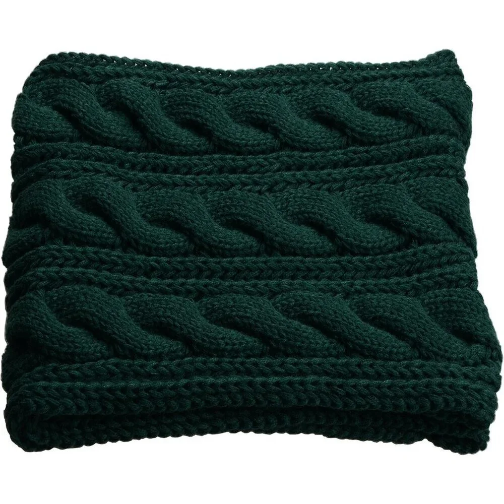 Women's Twist Dark Green Thick Ribbed Knit Winter Infinity Circle Loop Scarf